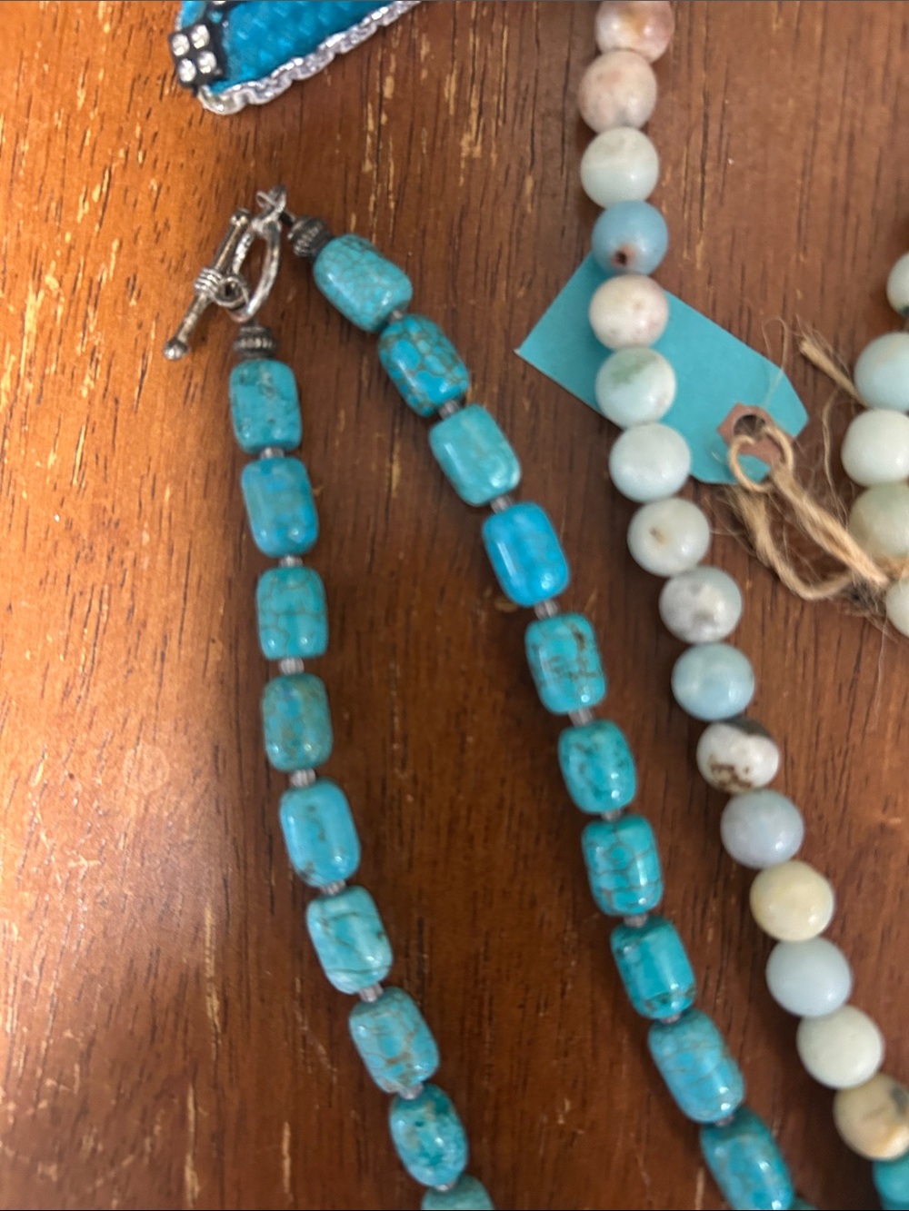 Turquoise Bead Statement Necklace with Pendant - Picture 5 of 7